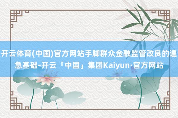 开云体育(中国)官方网站手脚群众金融监管改良的遑急基础-开云「中国」集团Kaiyun·官方网站