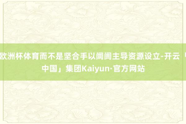 欧洲杯体育而不是坚合手以阛阓主导资源设立-开云「中国」集团Kaiyun·官方网站