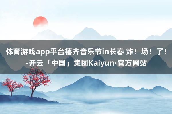 体育游戏app平台禧齐音乐节in长春 炸！场！了！-开云「中国」集团Kaiyun·官方网站