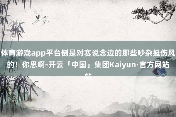 体育游戏app平台倒是对赛说念边的那些吵杂挺伤风的！你思啊-开云「中国」集团Kaiyun·官方网站