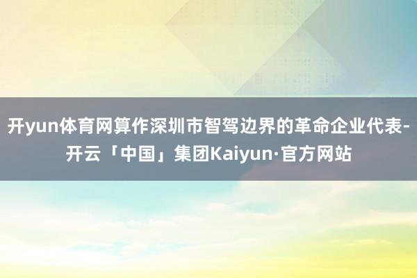 开yun体育网算作深圳市智驾边界的革命企业代表-开云「中国」集团Kaiyun·官方网站