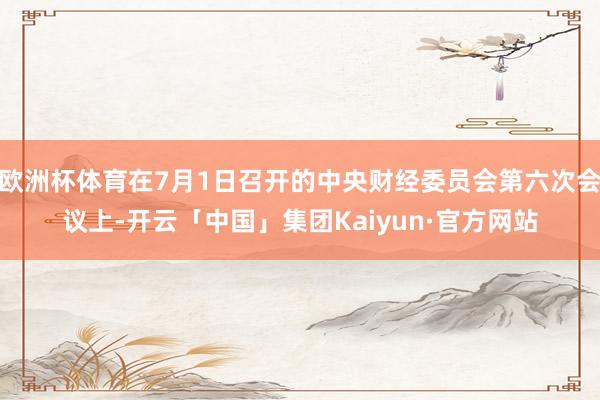 欧洲杯体育在7月1日召开的中央财经委员会第六次会议上-开云「中国」集团Kaiyun·官方网站