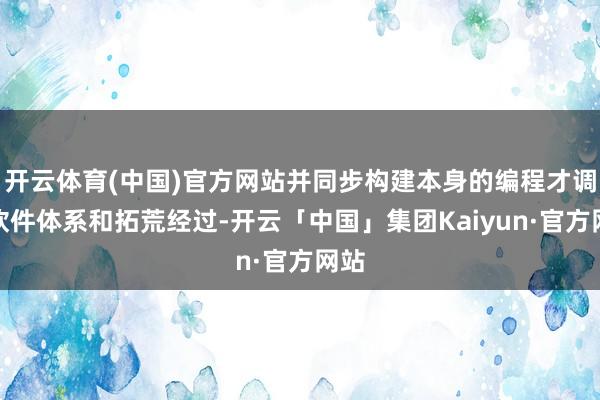 开云体育(中国)官方网站并同步构建本身的编程才调、软件体系和拓荒经过-开云「中国」集团Kaiyun·官方网站