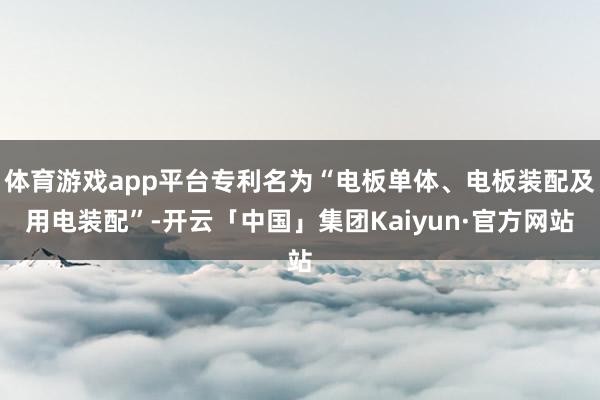 体育游戏app平台专利名为“电板单体、电板装配及用电装配”-开云「中国」集团Kaiyun·官方网站